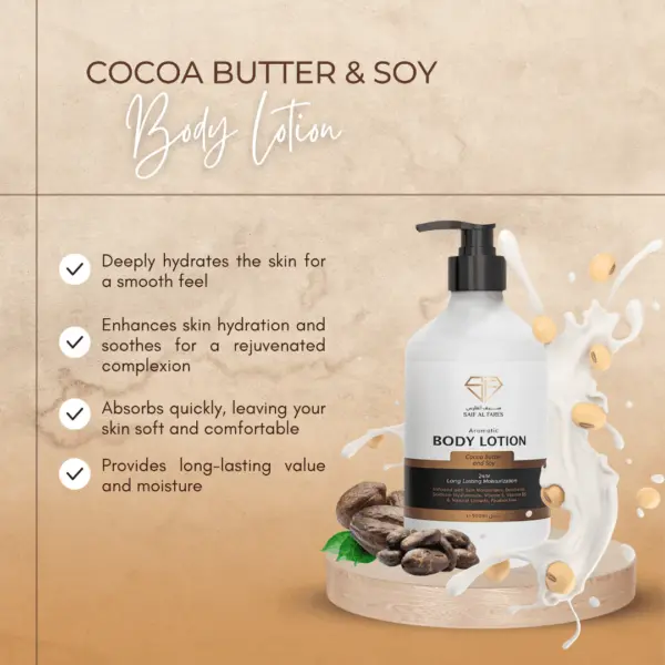 SAIF AL FARES|COCOA BUTTER & SOY BODY LOTION 500ML - Image 3